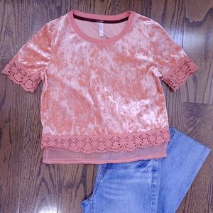 Xhilaration Crushed Velour Top S - Women | Pink |